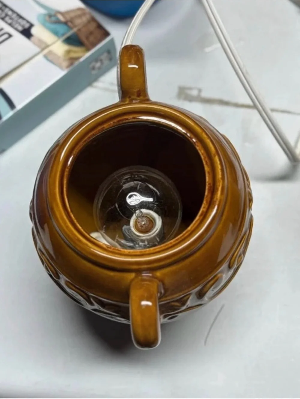 Brown Ceramic Wax Warmer Full Size for Home, Office- Electric - no top plate